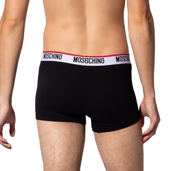 MOSCHINO Trunks Designer Underwear Briefs Statement boxers Black 3-Pack NIP - Picture 4 of 8